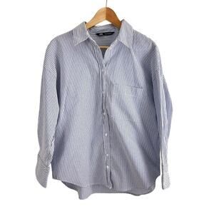 Zara Stripe Button Front Shirt Top Women Size Medium
